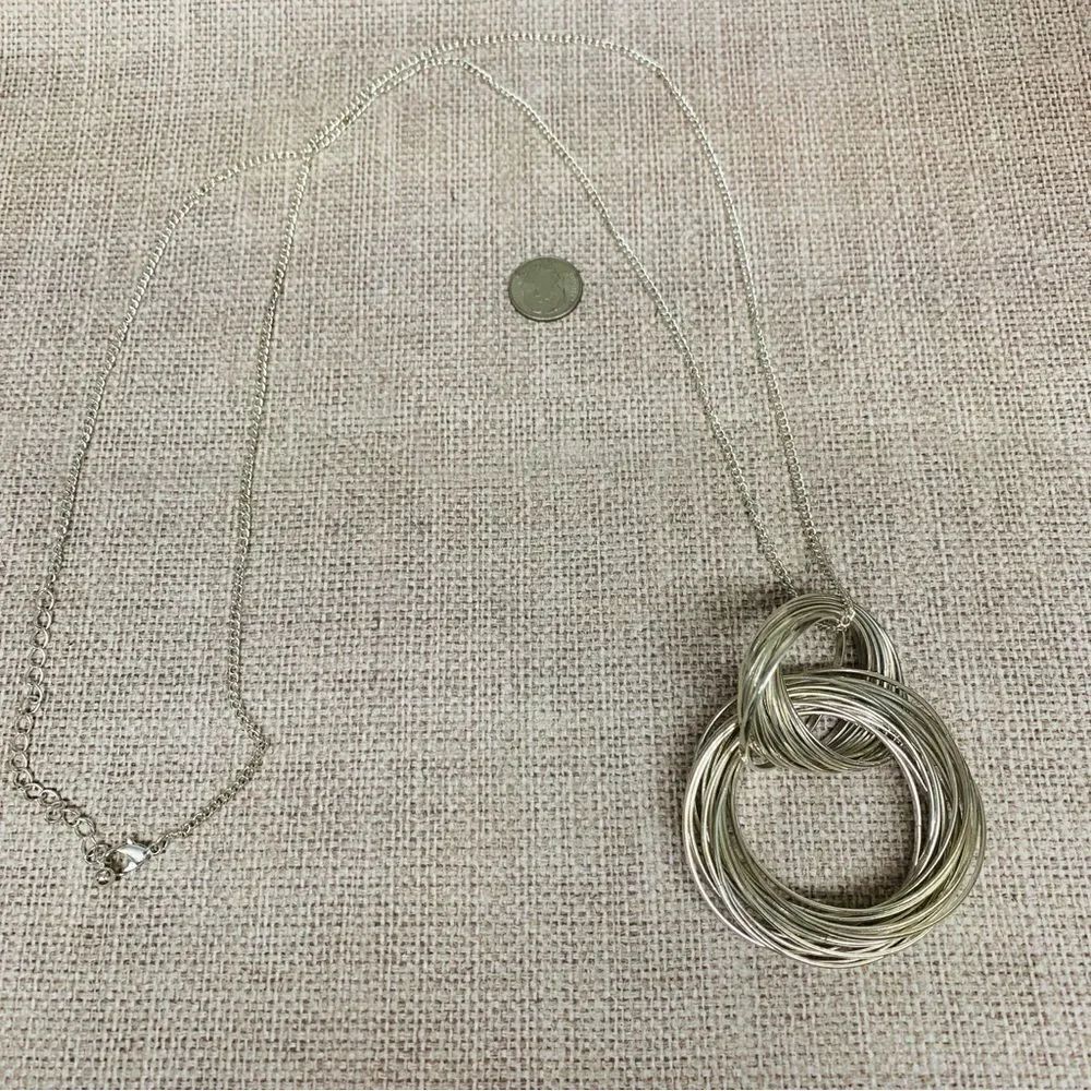 Silver Multi Intertwined Circle Long Necklace